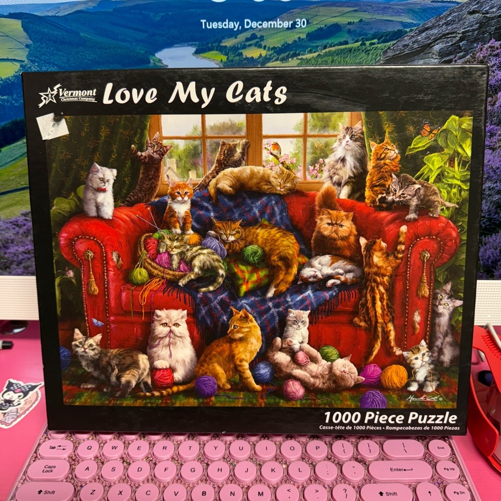 Love My Cats 1000 Piece Puzzle - Red and Multicolored